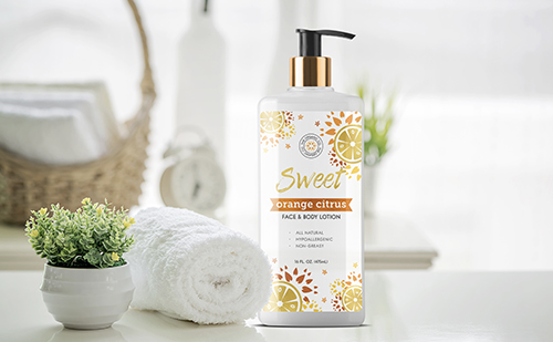 Bottle of hand soap with custom health & beauty product label.
